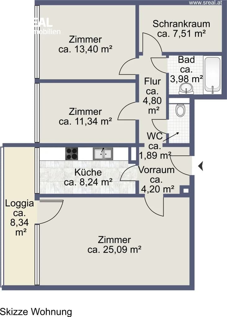 3-Zimmer-Wohnung kaufen in Wien – 80 m², € 285.000 – Bild 17 von 18