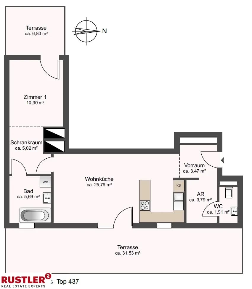 2-Zimmer-Wohnung mieten in Wien – 56 m², € 1.325 – Bild 6 von 8