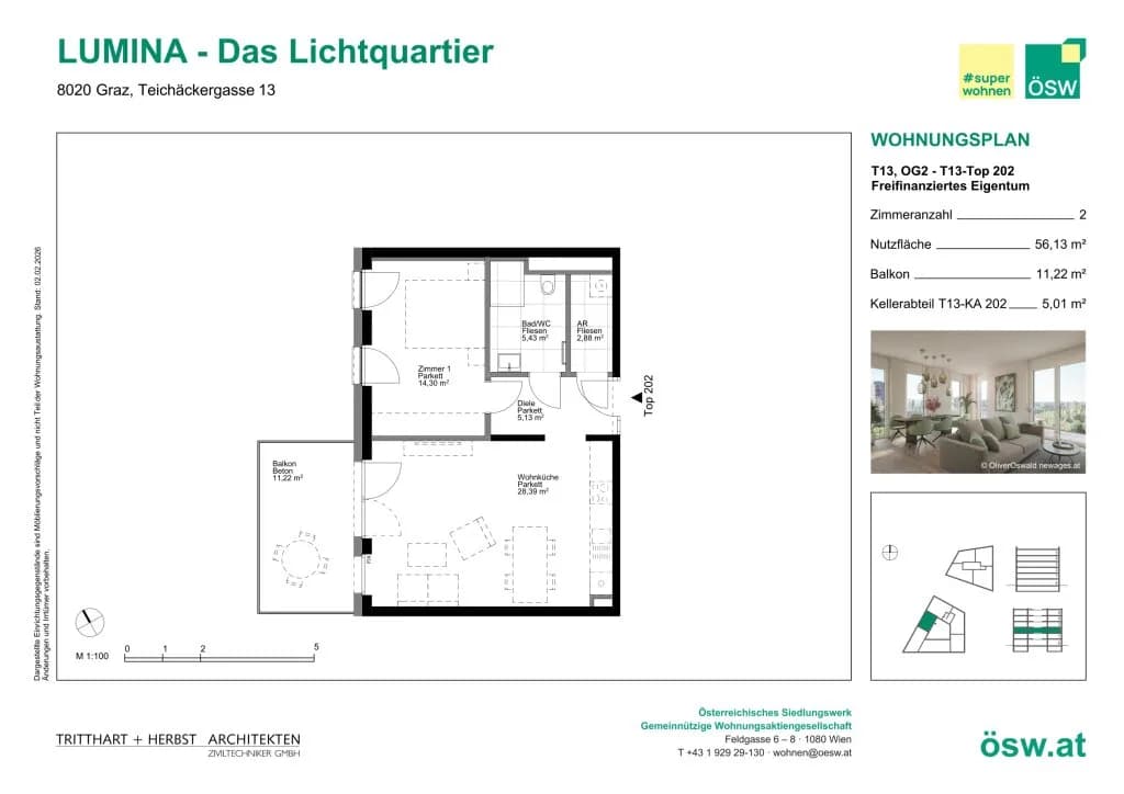 2-Zimmer-Wohnung kaufen in Graz – 56,13 m², € 262.000 – Bild 11 von 11
