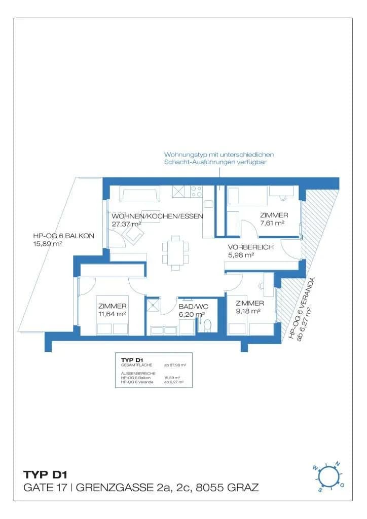 4-Zimmer-Wohnung kaufen in Graz – 68,84 m², € 350.000 – Bild 5 von 5