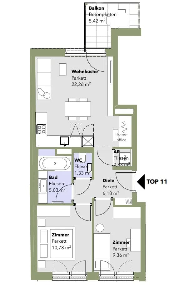 3-Zimmer-Wohnung kaufen in Wien – 55,77 m², € 475.000 – Bild 10 von 11