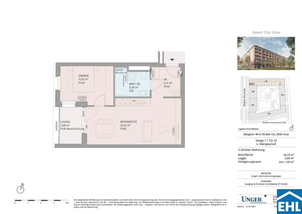 2-Zimmer-Wohnung mieten in Graz – 46,33 m², € 740 – Bild 25 von 25