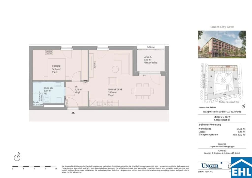 2-Zimmer-Wohnung mieten in Graz – 54,4 m², € 852 – Bild 25 von 25