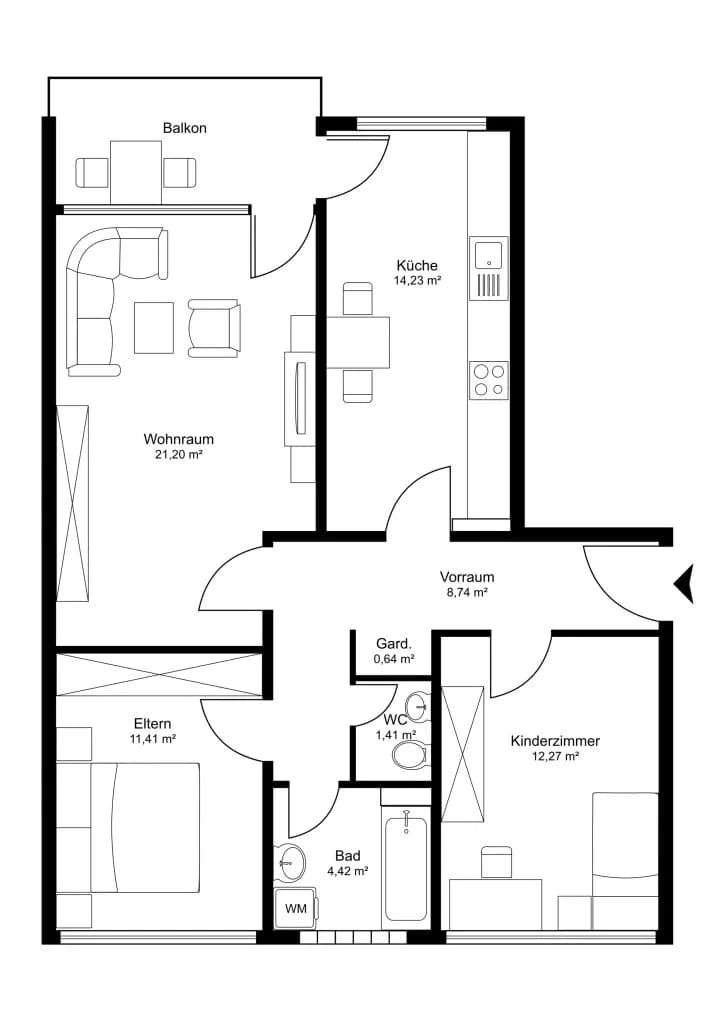 3-Zimmer-Wohnung kaufen in Hallein – 74 m², € 290.000 – Bild 7 von 7