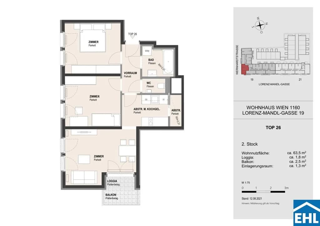 3-Zimmer-Wohnung mieten in Wien – 63,36 m², € 1.399 – Bild 9 von 9