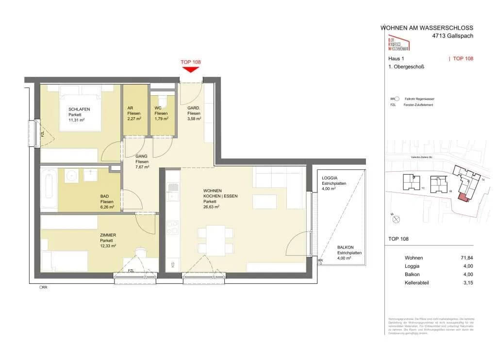 3-Zimmer-Wohnung mieten in Grieskirchen – 71,82 m², € 923 – Bild 7 von 7