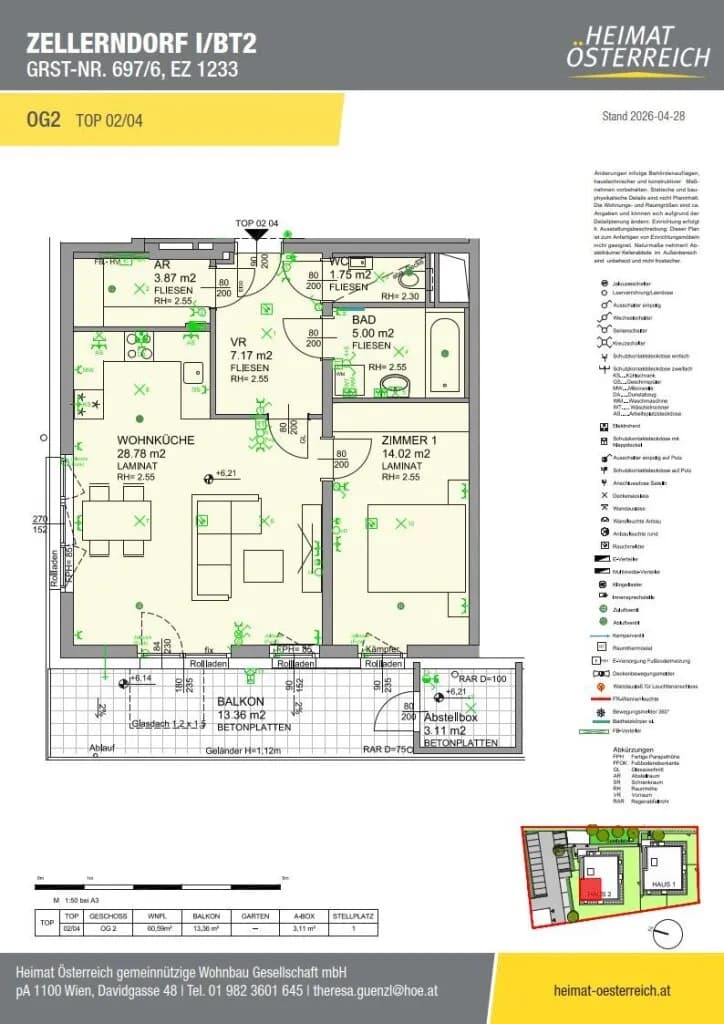 2-Zimmer-Wohnung mieten in Hollabrunn – 60,59 m², € 806 – Bild 3 von 10