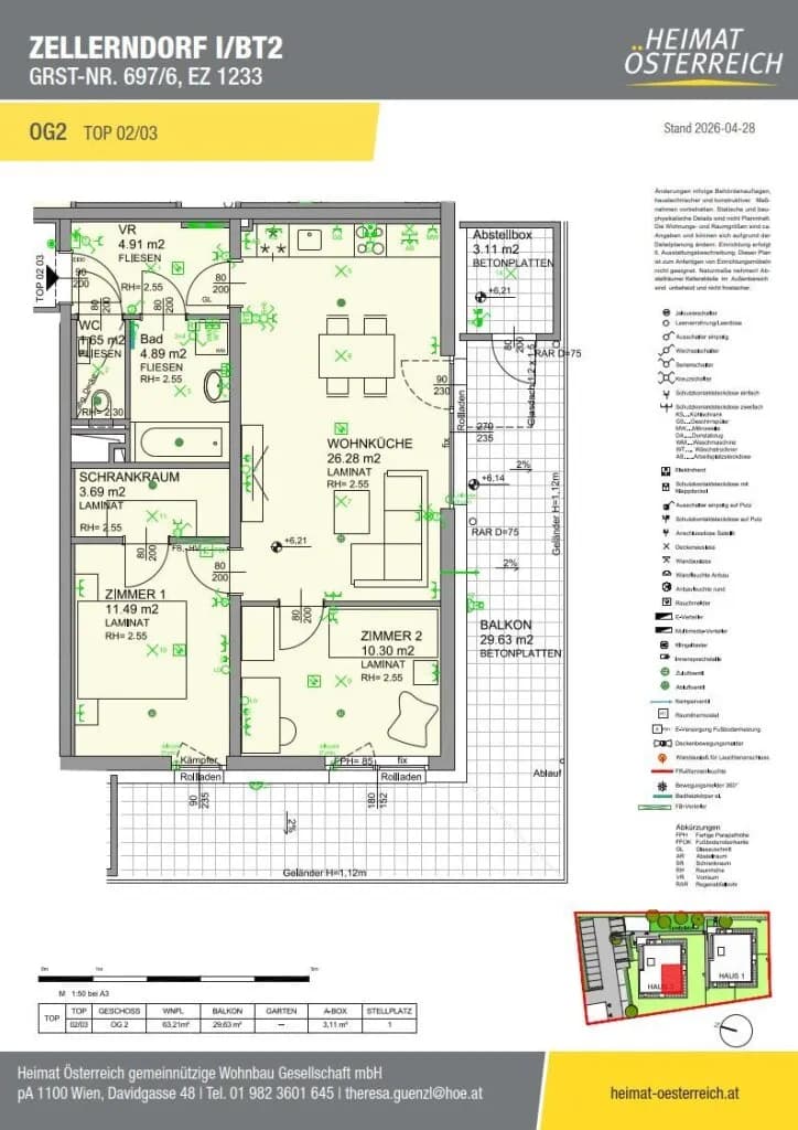 3-Zimmer-Wohnung mieten in Hollabrunn – 63,21 m², € 841 – Bild 3 von 10