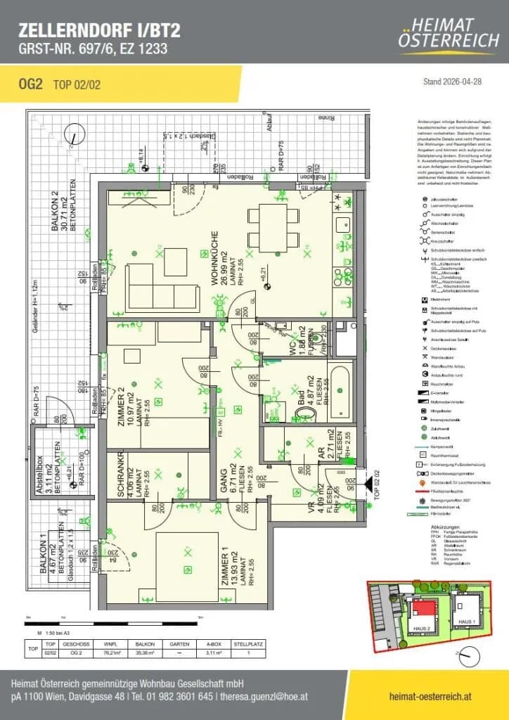 3-Zimmer-Wohnung mieten in Hollabrunn – 76,21 m², € 1.014 – Bild 3 von 10