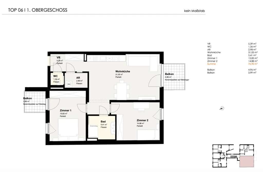 3-Zimmer-Wohnung kaufen in Baden – 76,9 m², € 499.000 – Bild 11 von 11