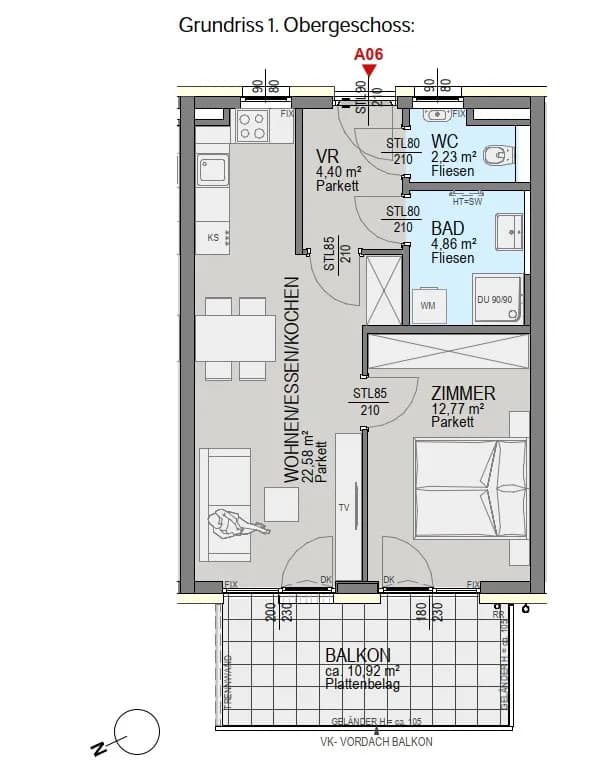 2-Zimmer-Wohnung kaufen in Graz – 46,96 m², € 336.100 – Bild 5 von 6