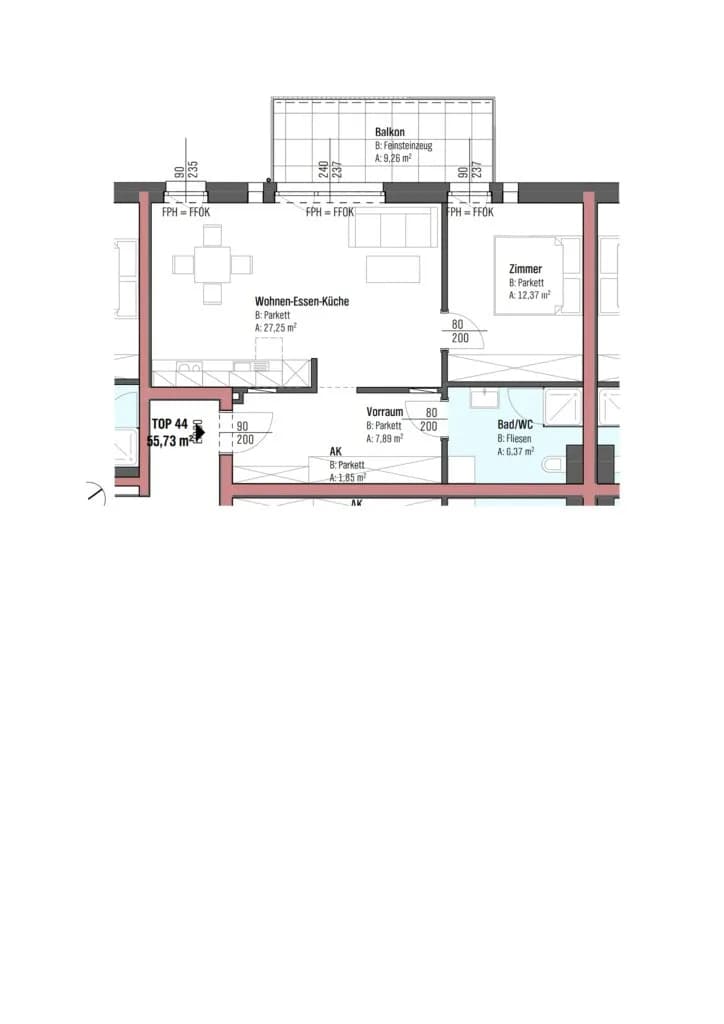 2-Zimmer-Wohnung mieten in Wels – 55,73 m², € 935 – Bild 8 von 10