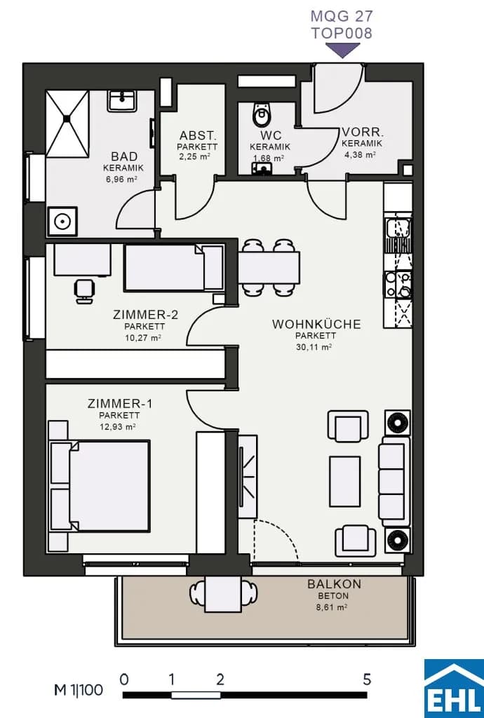3-Zimmer-Wohnung mieten in Graz – 68,53 m², € 1.013 – Bild 7 von 7