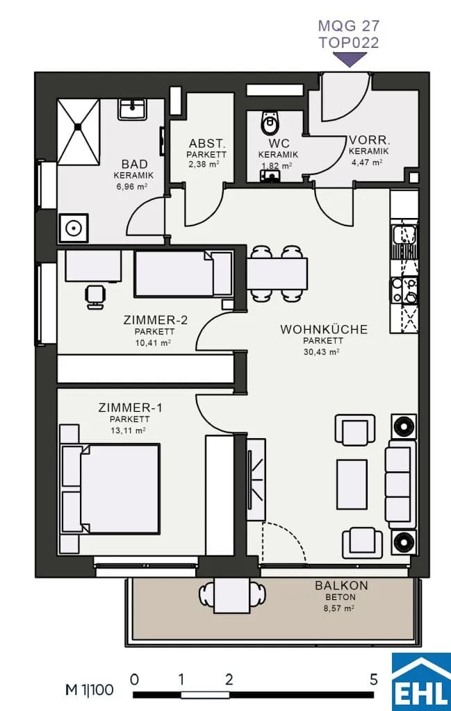 3-Zimmer-Wohnung mieten in Graz – 69,31 m², € 1.028 – Bild 7 von 7