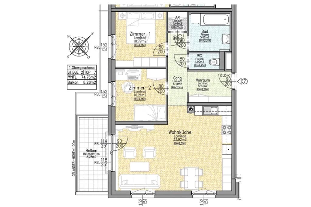 3-Zimmer-Wohnung mieten in Mistelbach – 74,46 m², € 960 – Bild 2 von 20