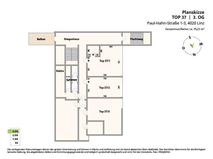1-Zimmer-Gewerbeimmobilie mieten in Linz – 75 m², € 861 – Bild 9 von 9