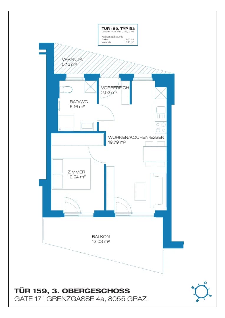 2-Zimmer-Wohnung mieten in Graz – 37,91 m², € 539 – Bild 13 von 13