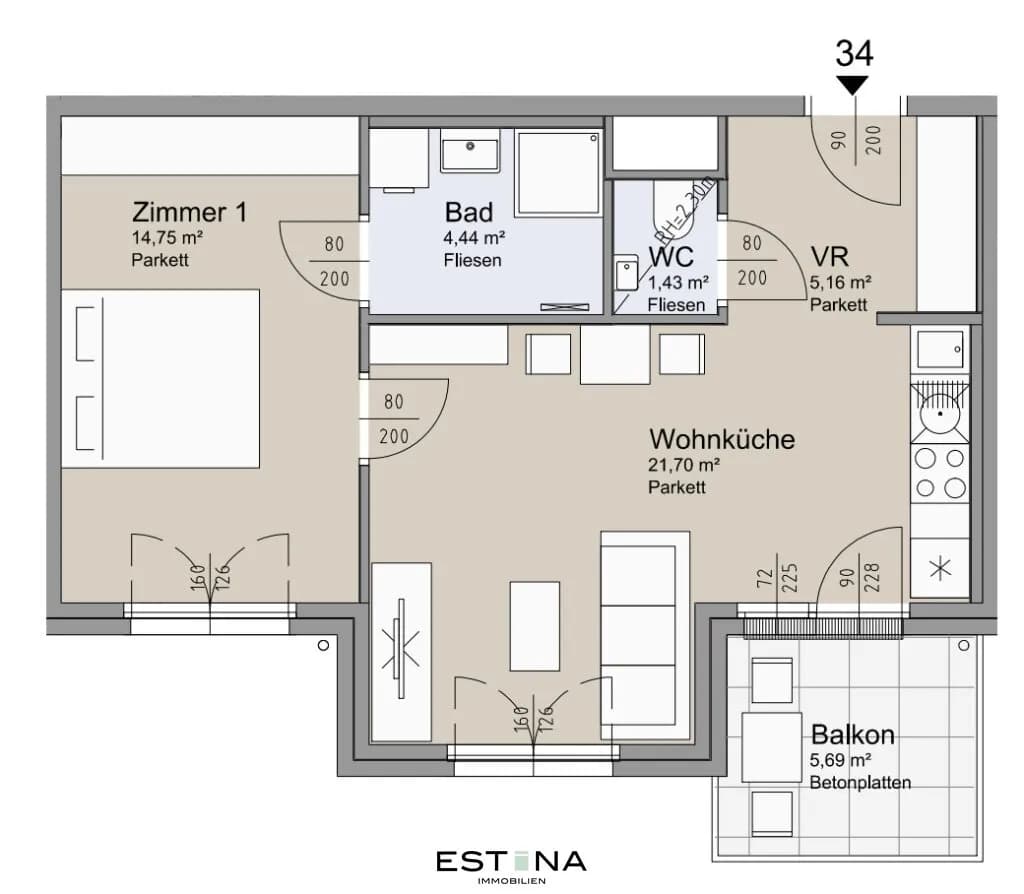 2-Zimmer-Wohnung kaufen in Wien – 47,43 m², € 364.000 – Bild 19 von 19