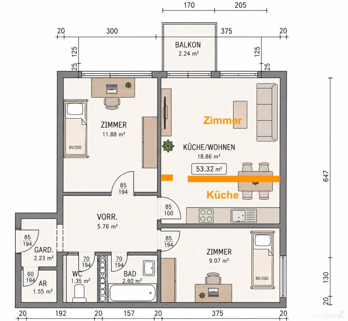 2-Zimmer-Wohnung kaufen in Graz – 53,32 m², € 259.900 – Bild 18 von 18