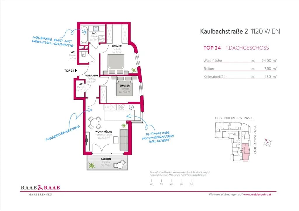 3-Zimmer-Wohnung mieten in Wien – 64 m², € 1.236 – Bild 18 von 18