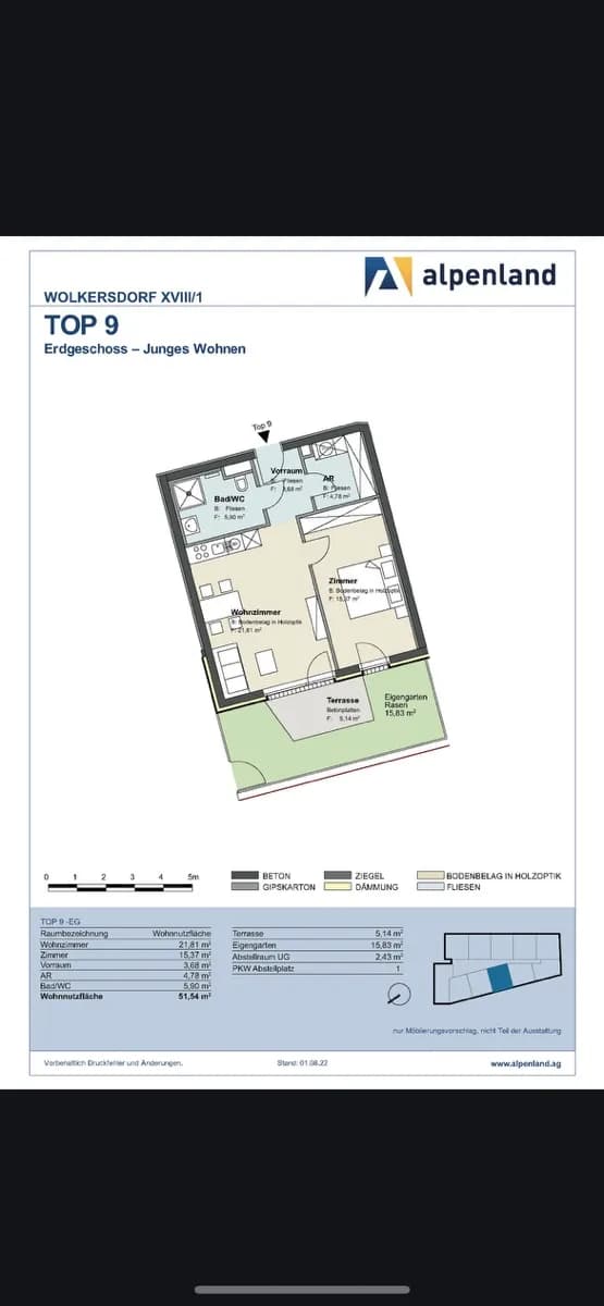 2-Zimmer-Wohnung mieten in Mistelbach – 52 m², € 737 – Bild 17 von 17