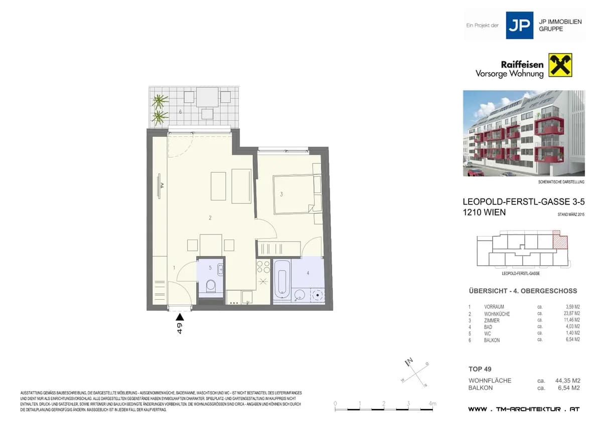 2-Zimmer-Wohnung mieten in Wien – 44,35 m², € 990 – Bild 7 von 7
