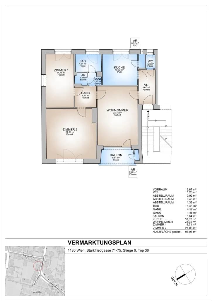 3-Zimmer-Wohnung mieten in Wien – 98,34 m², € 1.500 – Bild 11 von 11