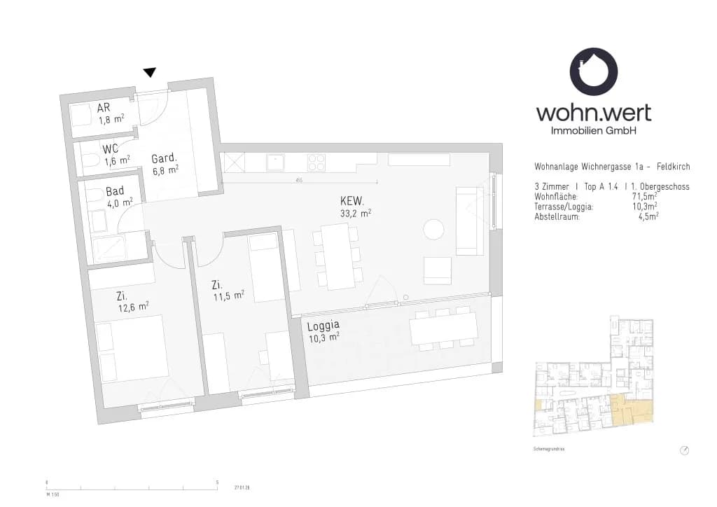 3-Zimmer-Wohnung mieten in Feldkirch – 71,5 m², € 1.549 – Bild 5 von 6
