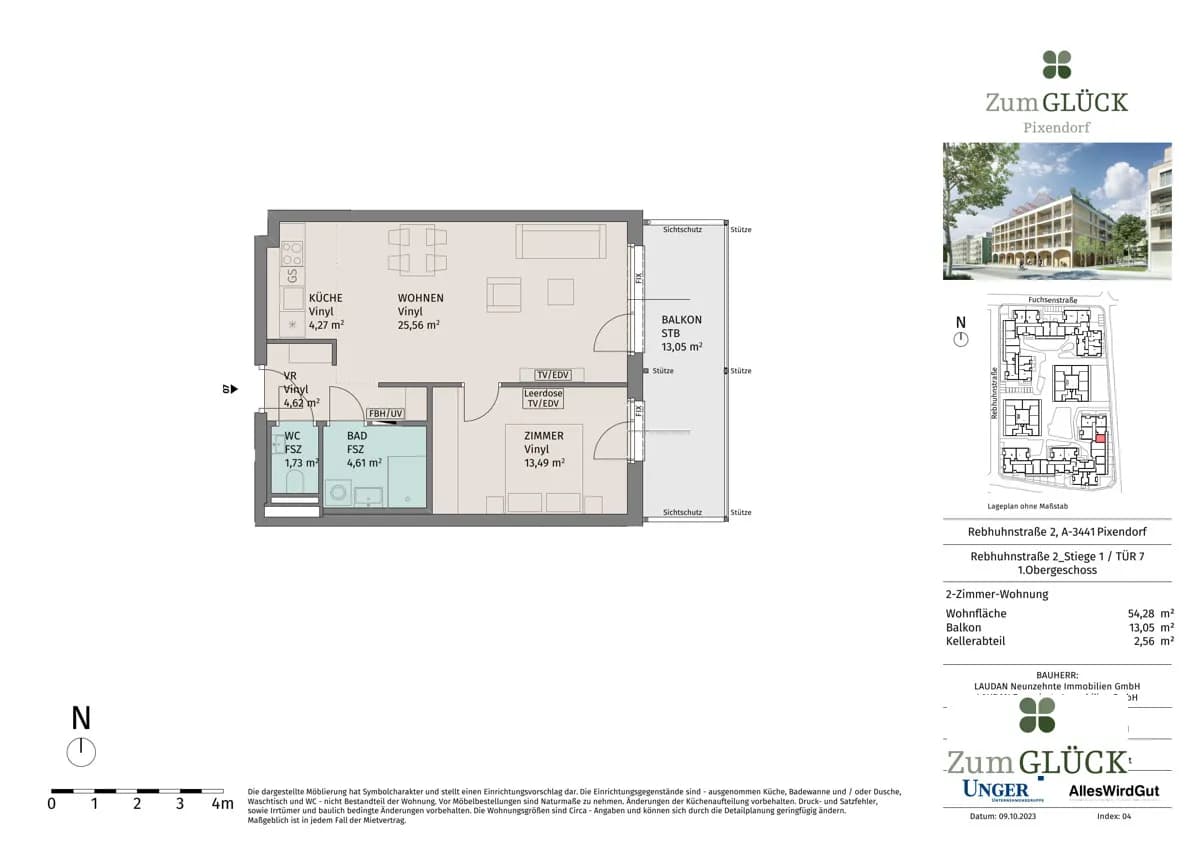 2-Zimmer-Wohnung mieten in Tulln – 54,28 m², € 785 – Bild 14 von 14