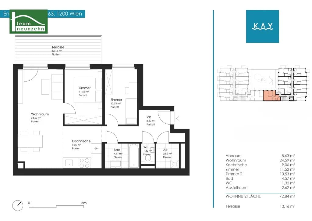 3-Zimmer-Wohnung mieten in Wien – 72,84 m², € 1.499 – Bild 19 von 19