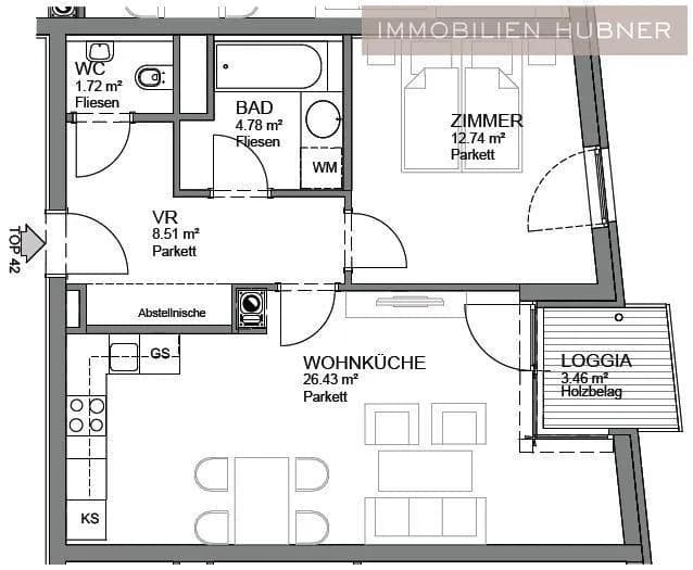 2-Zimmer-Wohnung mieten in Wien – 55 m², € 1.195 – Bild 9 von 12