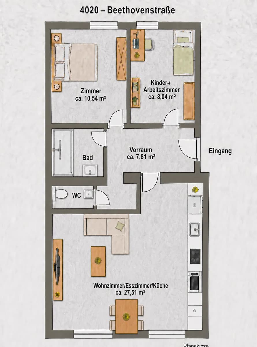 3-Zimmer-Wohnung mieten in Linz – 58 m², € 900 – Bild 8 von 31