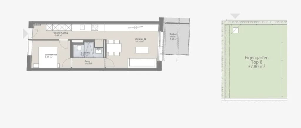 2-Zimmer-Wohnung mieten in Wien – 46,72 m², € 1.100 – Bild 10 von 11