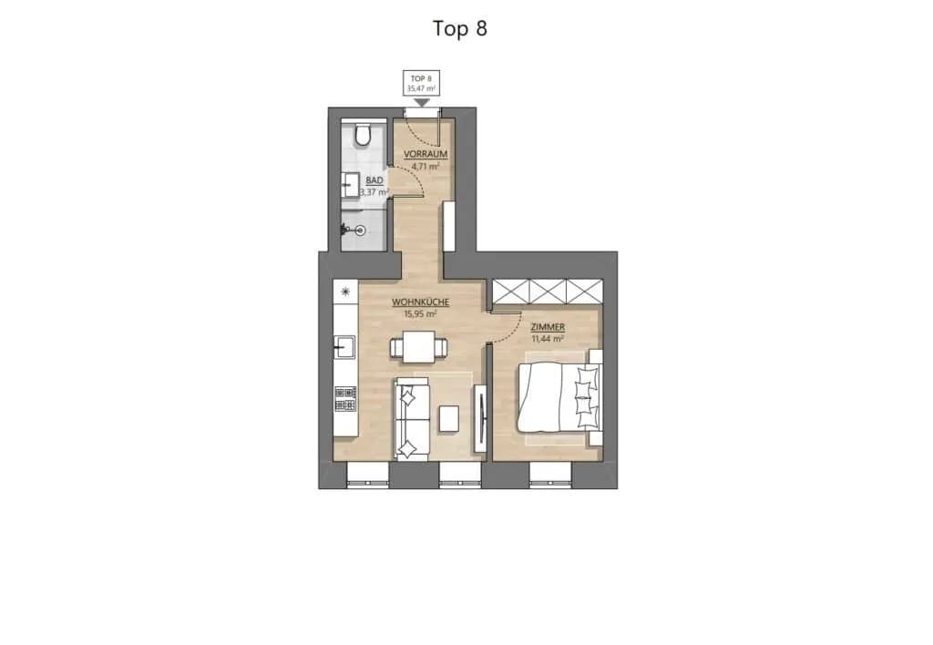2-Zimmer-Wohnung kaufen in Wien – 35,47 m², € 229.000 – Bild 10 von 10