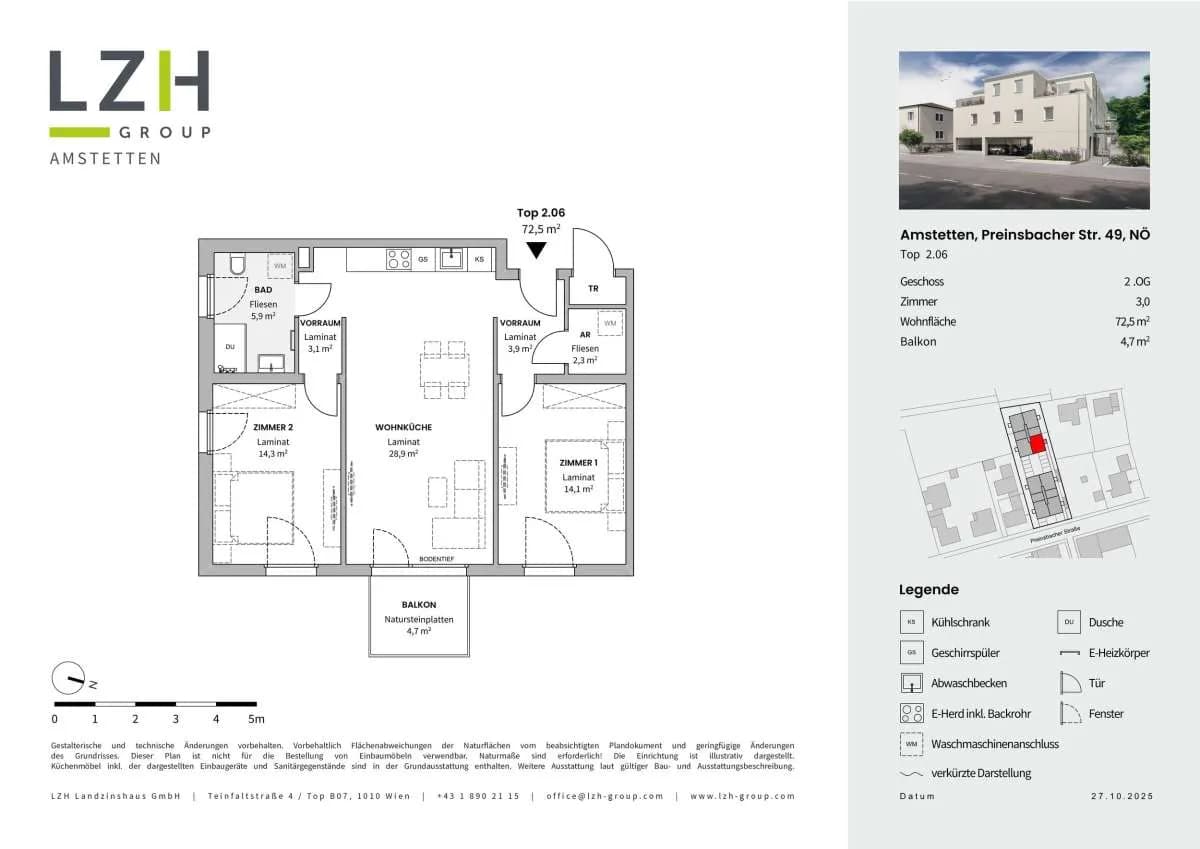 3-Zimmer-Wohnung mieten in Amstetten – 72,5 m², € 1.040 – Bild 5 von 5