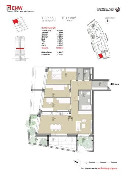 4-Zimmer-Wohnung mieten in Graz – 101,98 m², € 1.714 – Bild 13 von 13