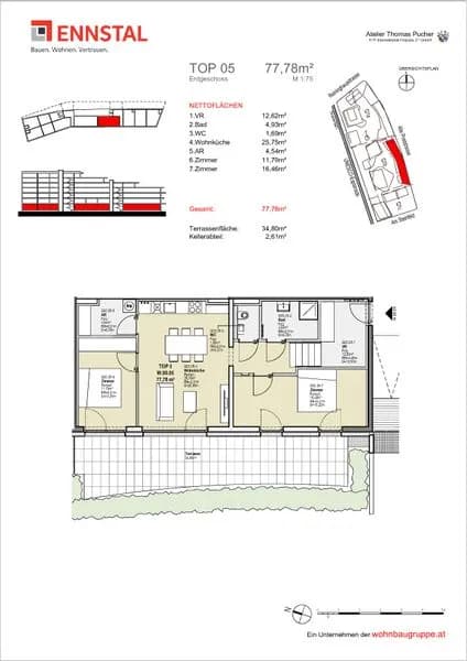 3-Zimmer-Wohnung mieten in Graz – 77,78 m², € 1.113 – Bild 3 von 3