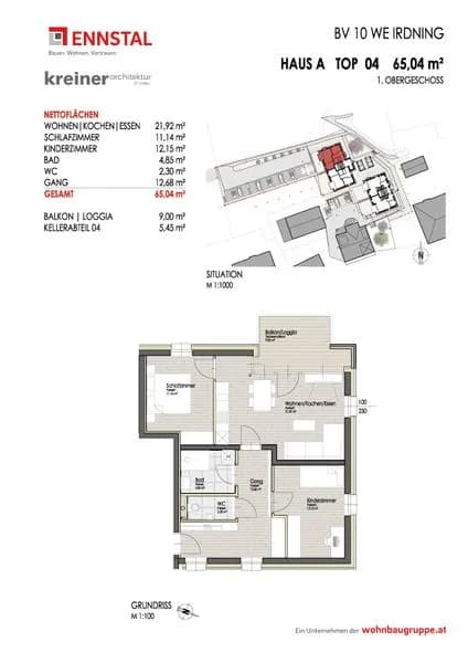 3-Zimmer-Wohnung kaufen in Liezen – 65,05 m², € 325.419 – Bild 2 von 2