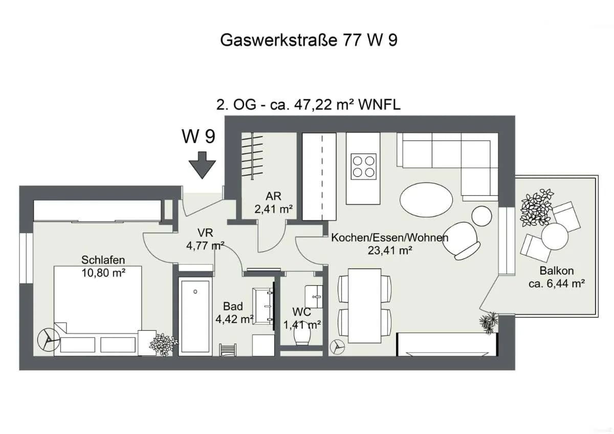 2-Zimmer-Gewerbeimmobilie kaufen in Graz – 47,22 m², € 199.400 – Bild 3 von 20
