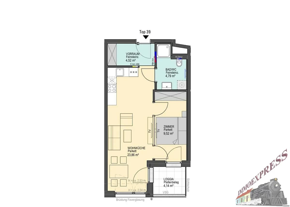 2-Zimmer-Wohnung kaufen in Wien – 42,69 m², € 329.990 – Bild 2 von 3