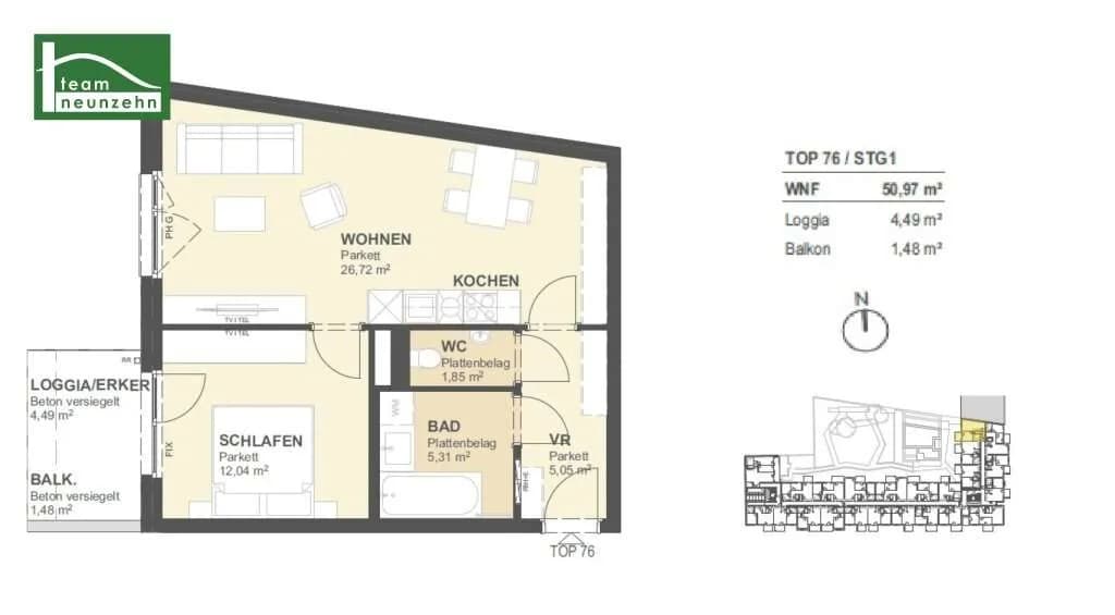 2-Zimmer-Wohnung kaufen in Wien – 50,43 m², € 354.000 – Bild 27 von 27