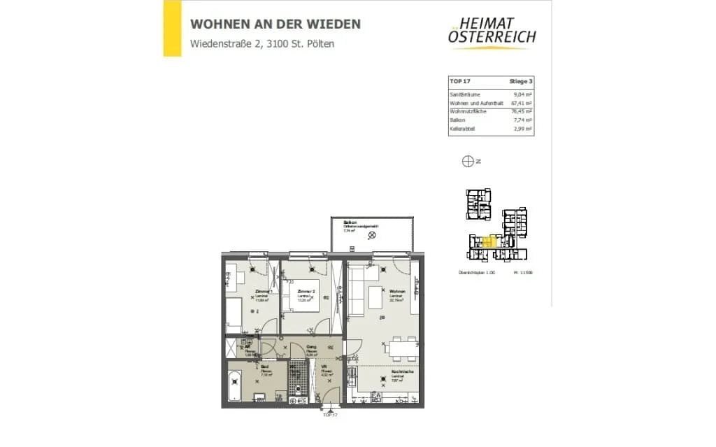 3-Zimmer-Wohnung mieten in Sankt Pölten – 75,33 m², € 966 – Bild 7 von 7
