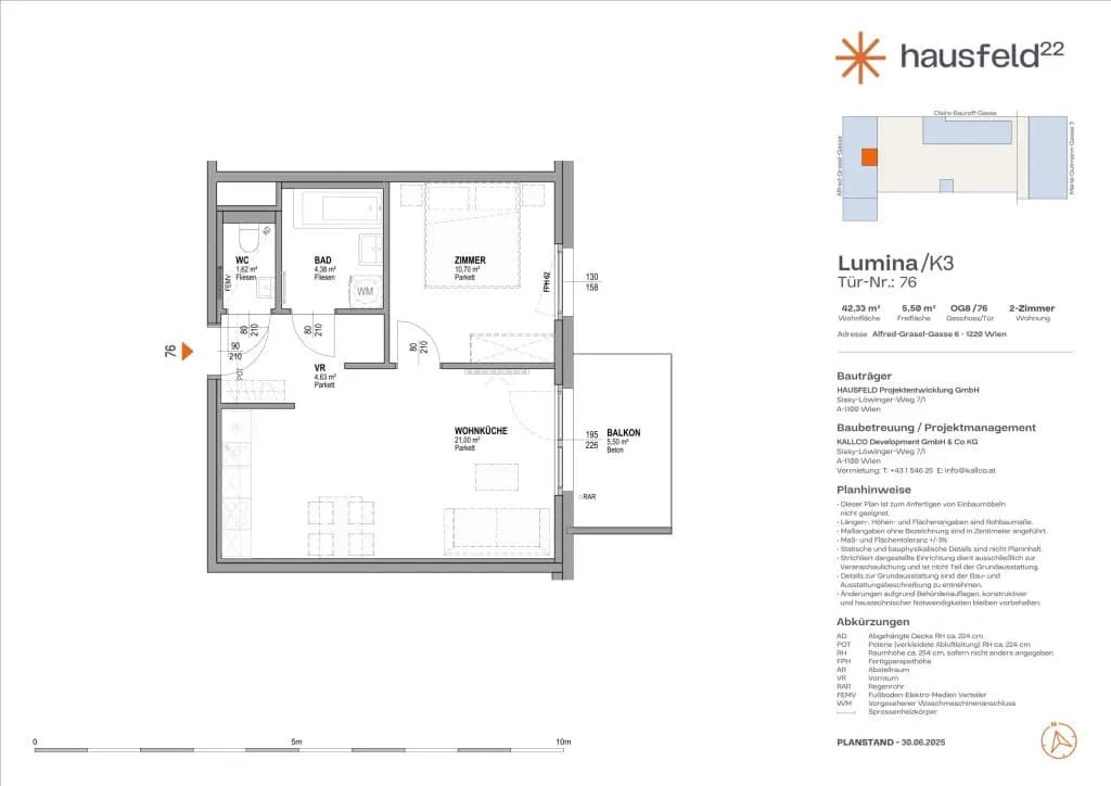 2-Zimmer-Wohnung mieten in Wien – 42,57 m², € 860