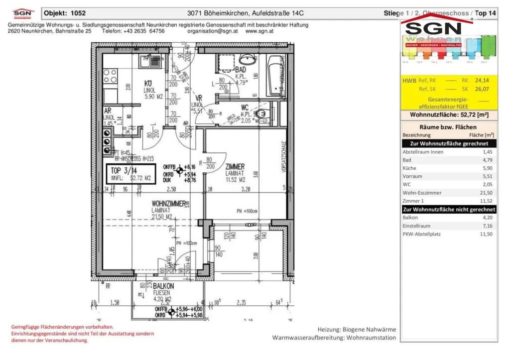 2-Zimmer-Wohnung mieten in Sankt Pölten Land – 52,72 m², € 626 – Bild 7 von 7