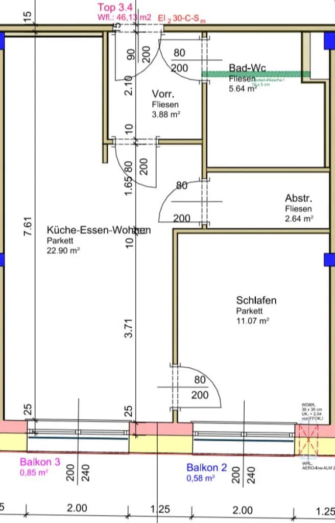 2-Zimmer-Wohnung mieten in Wels – 46,13 m², € 711 – Bild 6 von 6
