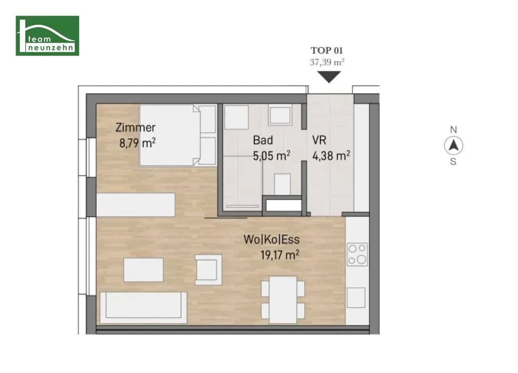 1-Zimmer-Wohnung kaufen in Graz – 37,39 m², € 169.213 – Bild 8 von 8