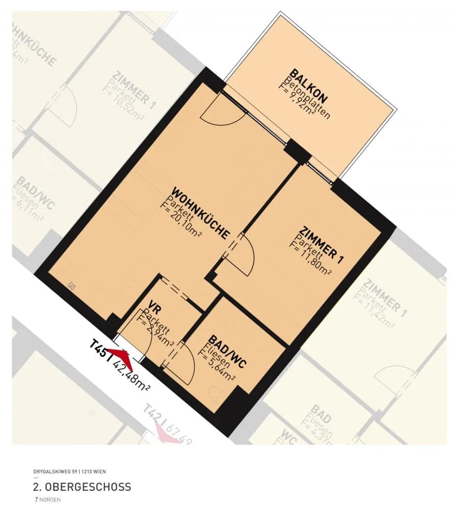 2-Zimmer-Wohnung kaufen in Wien – 41,5 m², € 349.500 – Bild 9 von 9