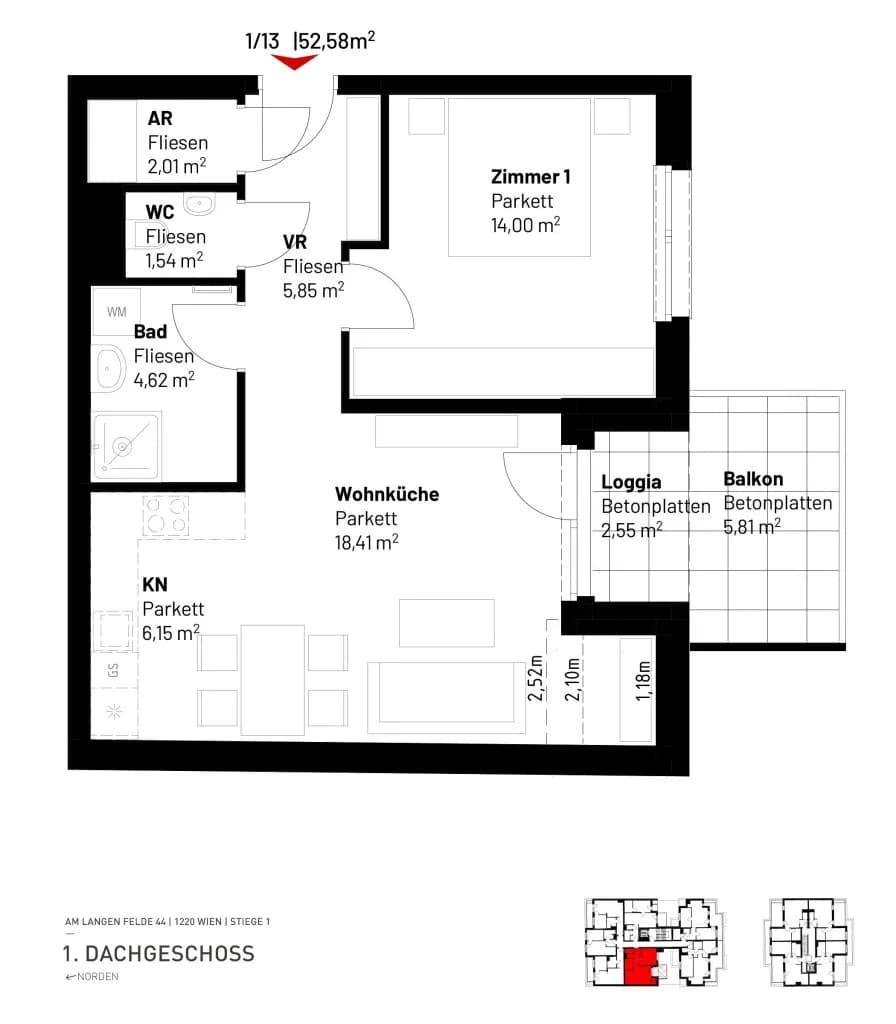 2-Zimmer-Wohnung mieten in Wien – 52,58 m², € 1.099 – Bild 22 von 22