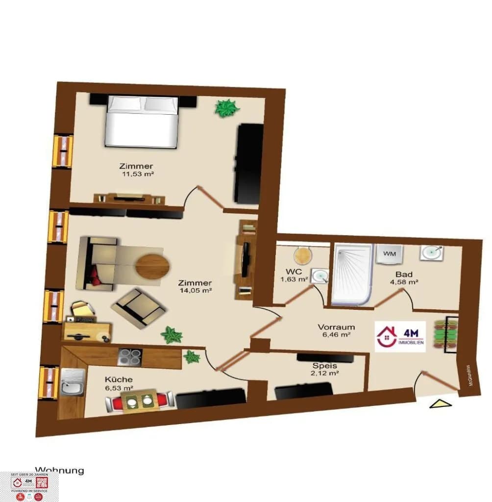 3-Zimmer-Wohnung kaufen in Wien – 46,9 m², € 224.900 – Bild 2 von 9