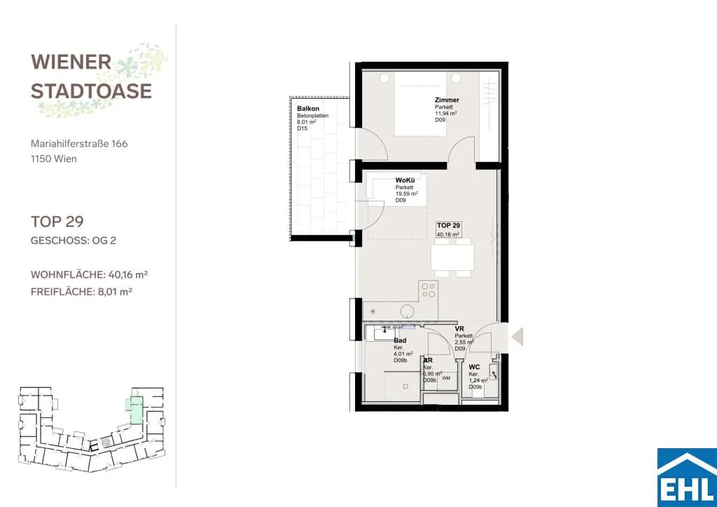 2-Zimmer-Wohnung mieten in Wien – 40,16 m², € 1.030 – Bild 13 von 13